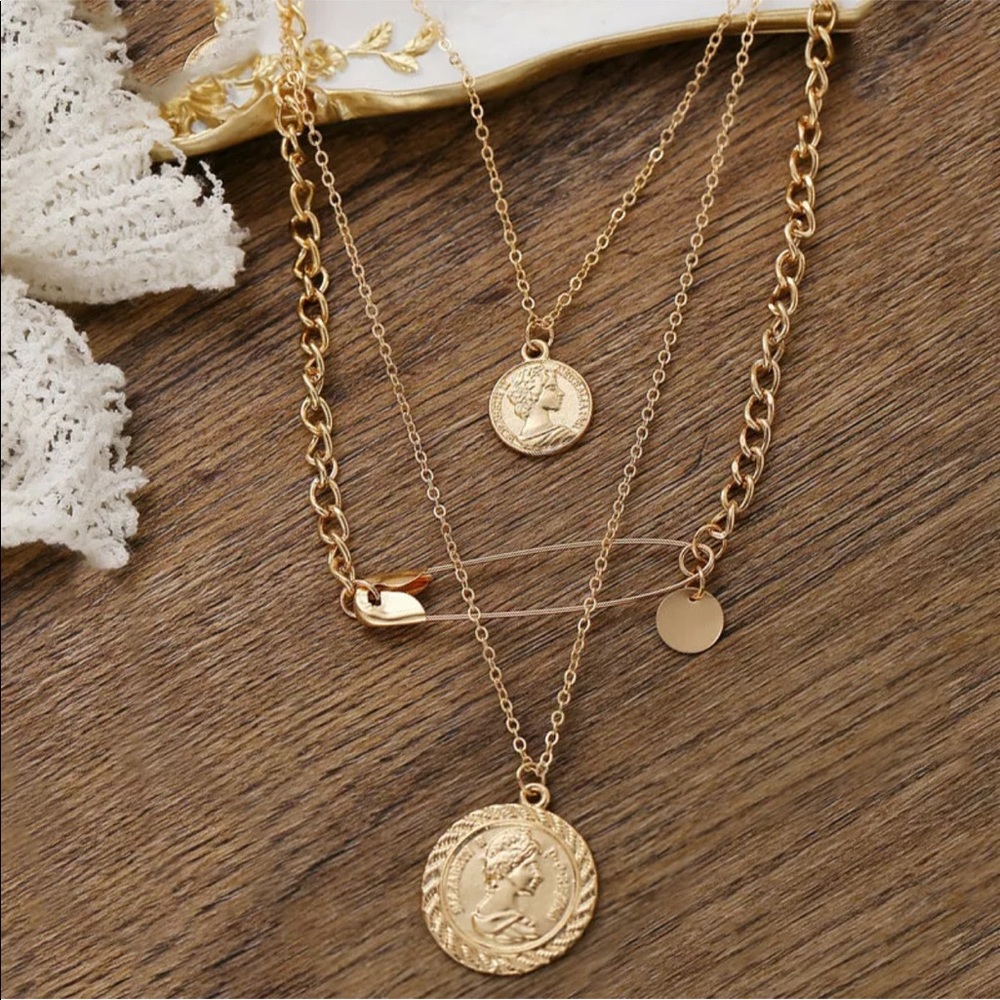 Double Layered Gold Paperclip Wheat Chain necklace